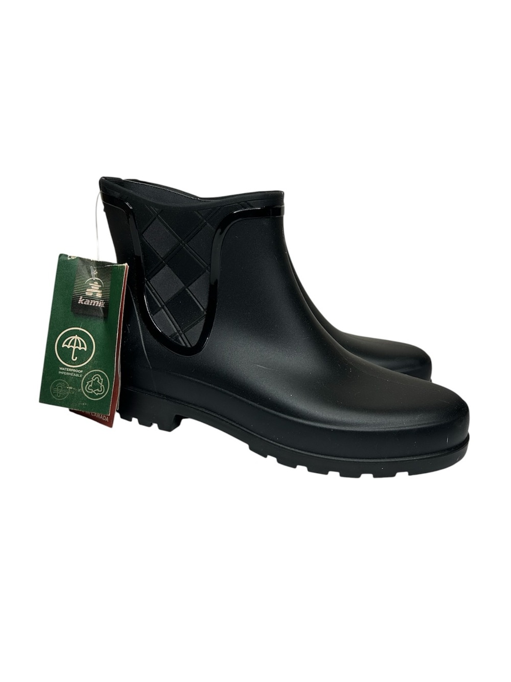 Kamik Women’s Black Waterproof Ankle Rain Boots 8 pippa